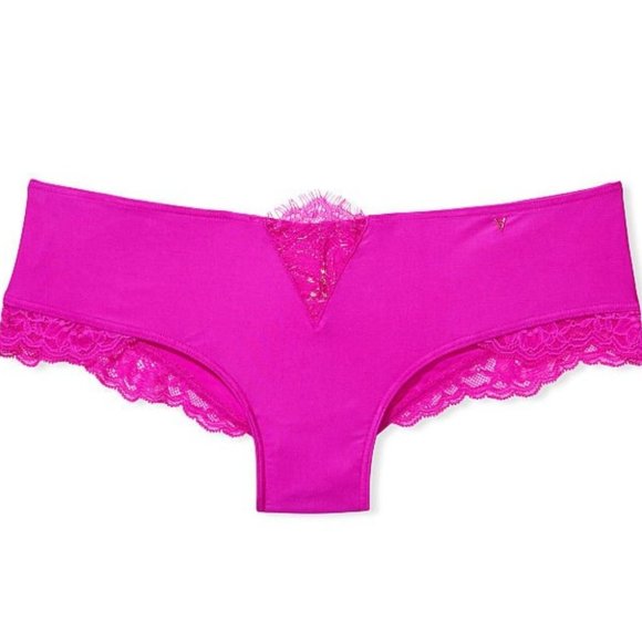 New VERY SEXY Micro Lace Inset Cheeky Bikini Satin Silky Pink Panty XS - Picture 1 of 9